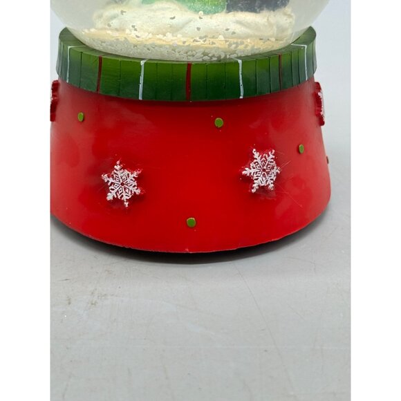 Santa & Snowman Christmas Snow Globe tree jolly snowflakes red green 6" READ - Picture 7 of 11